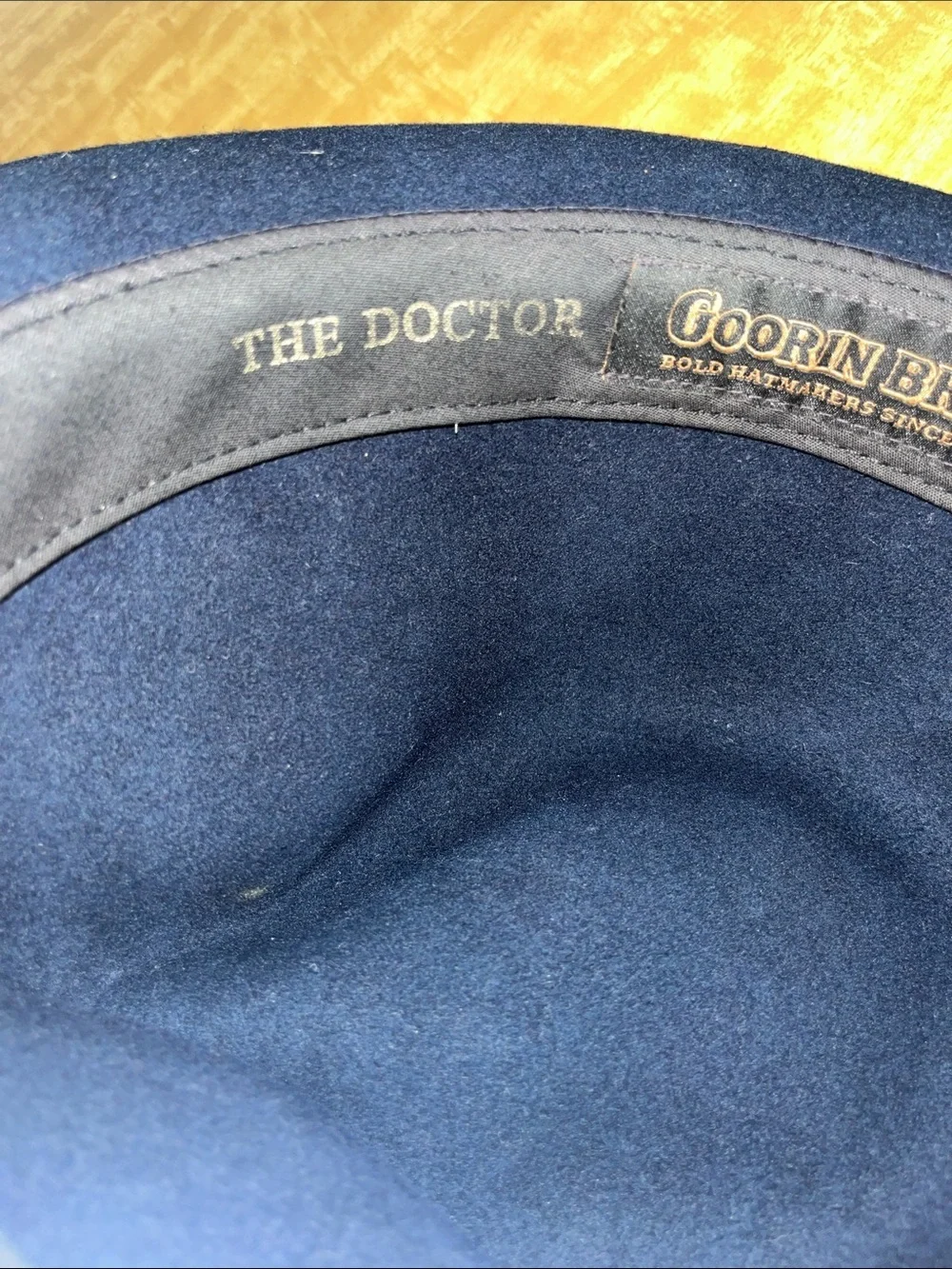 Goorin Bros. “The Doctor” Navy 100% Wool Fedora w/ Brown Band & Feather